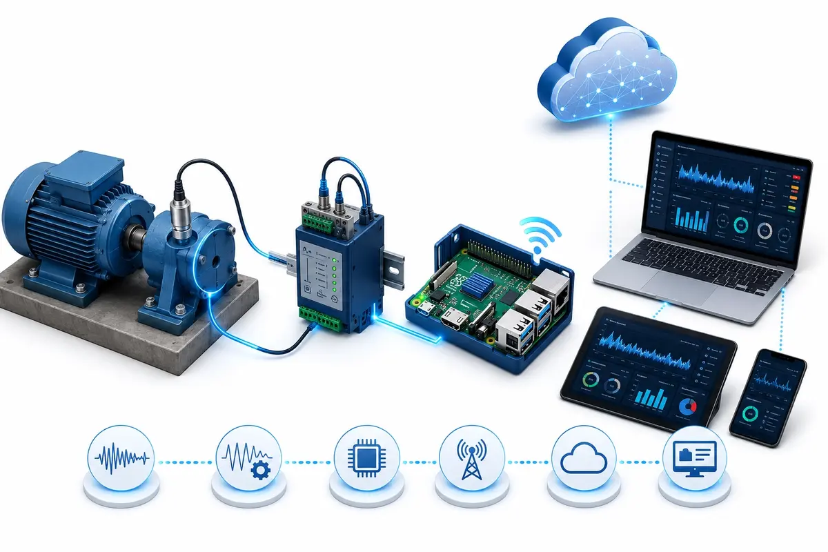 Hệ thống IoT giám sát rung động cơ điện từ xa qua cloud - Hansford Sensor Vietnam