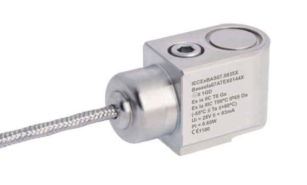 HS-100IS – Side Exit – Integral Braided Cable Intrinsically Safe Accelerometer