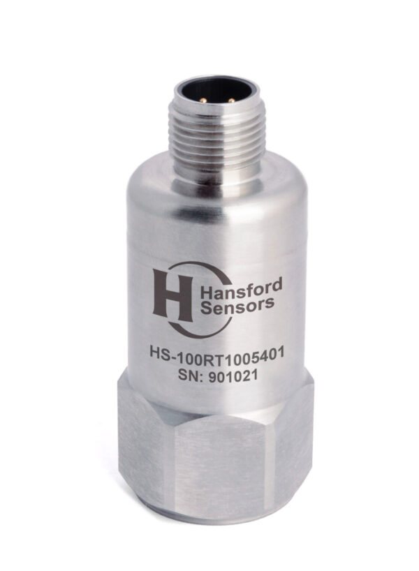 HS-100RT – Top Exit – 4 Pin M12 Accelerometer With Temp Output
