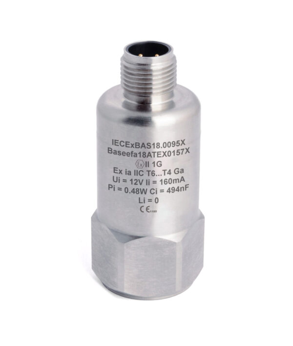 HS-104I – Top Exit – 4 Pin M12 ATEX Low Power Accelerometer