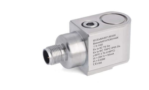 HS-104IS – Side Exit – 4 Pin M12 ATEX Low Power Accelerometer