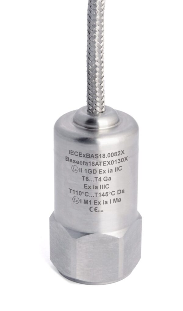 HS-150I – Top Exit – Integral Braided Cable Intrinsically Safe Accelerometer