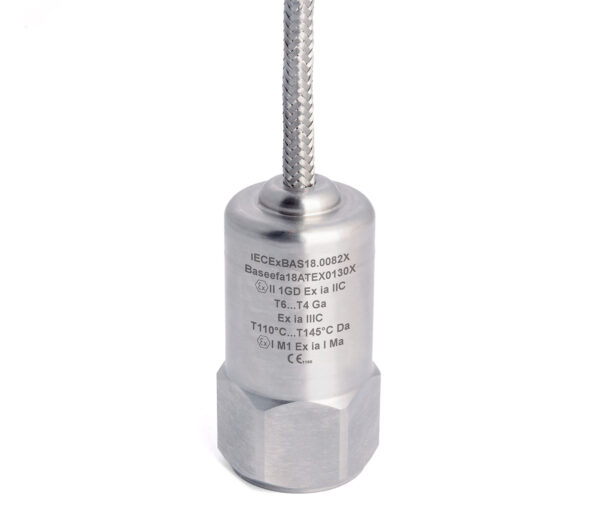 HS-150IT – Top Exit –  Integral Braided Cable ExTb Intrinsically Safe Accelerometer