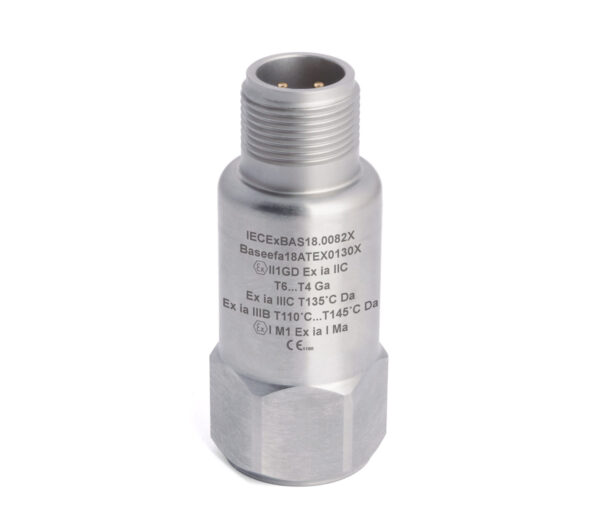 HS-150IT – Top Exit – 3 Pin MS Intrinsically Safe Accelerometer With Temp Output