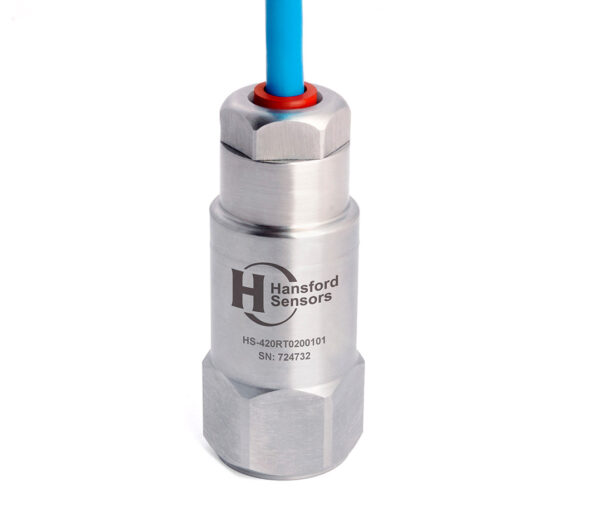 HS-420RT – Top Exit – Integral PUR Cable 4-20mA Accelerometer with Temp Output