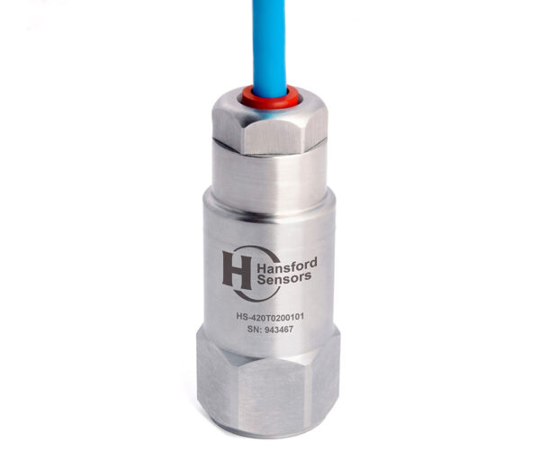 HS-420T – Top Exit – Integral PUR Cable 4-20mA Accelerometer with Temp Output